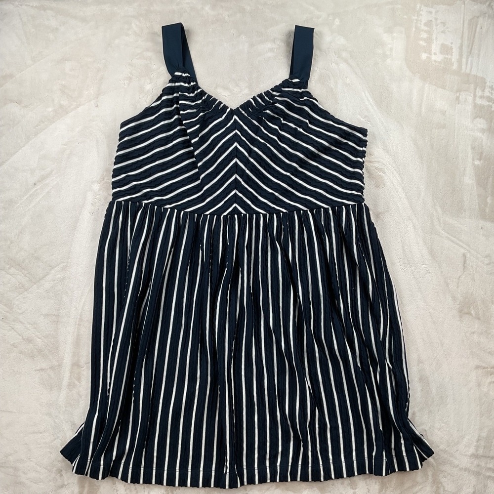 Loft Plus Navy Blue White Striped Sleeveless Top Size 24 NWT